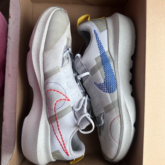 Nike Other - Nike Kids White Sneakers with Blue and Red Swooshes